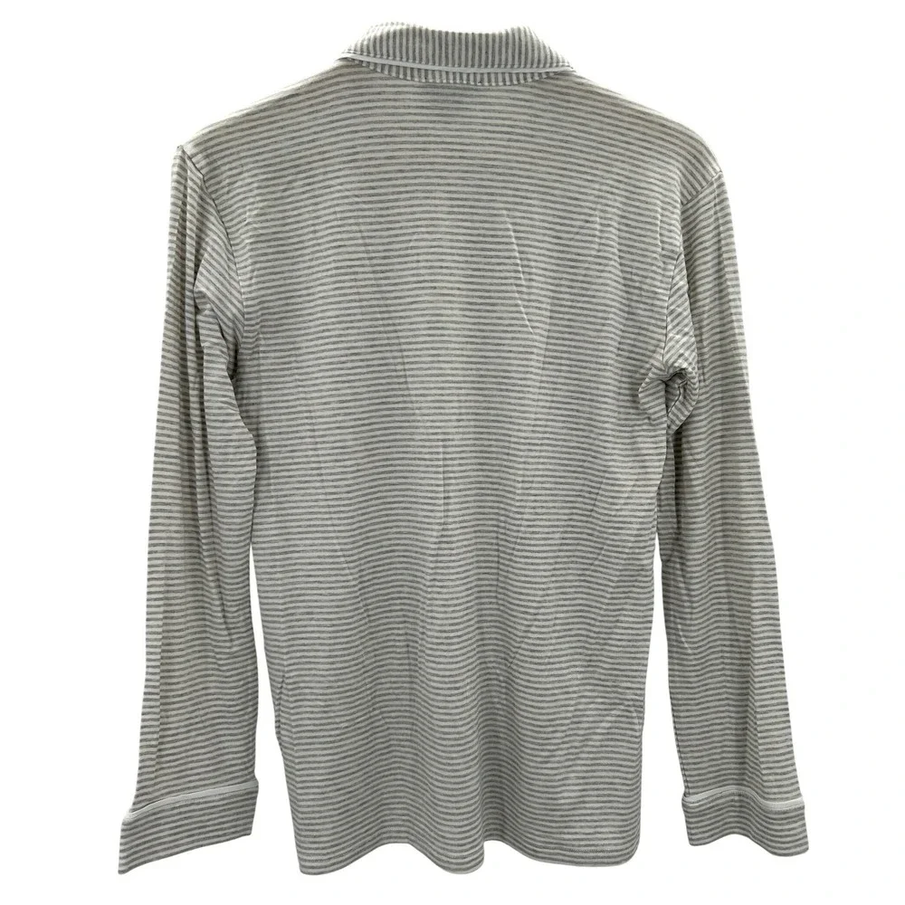 J.Crew Re-Imagined Striped Lyocell Viscose Pajama Top Grey White Long Sleeve‎ XS